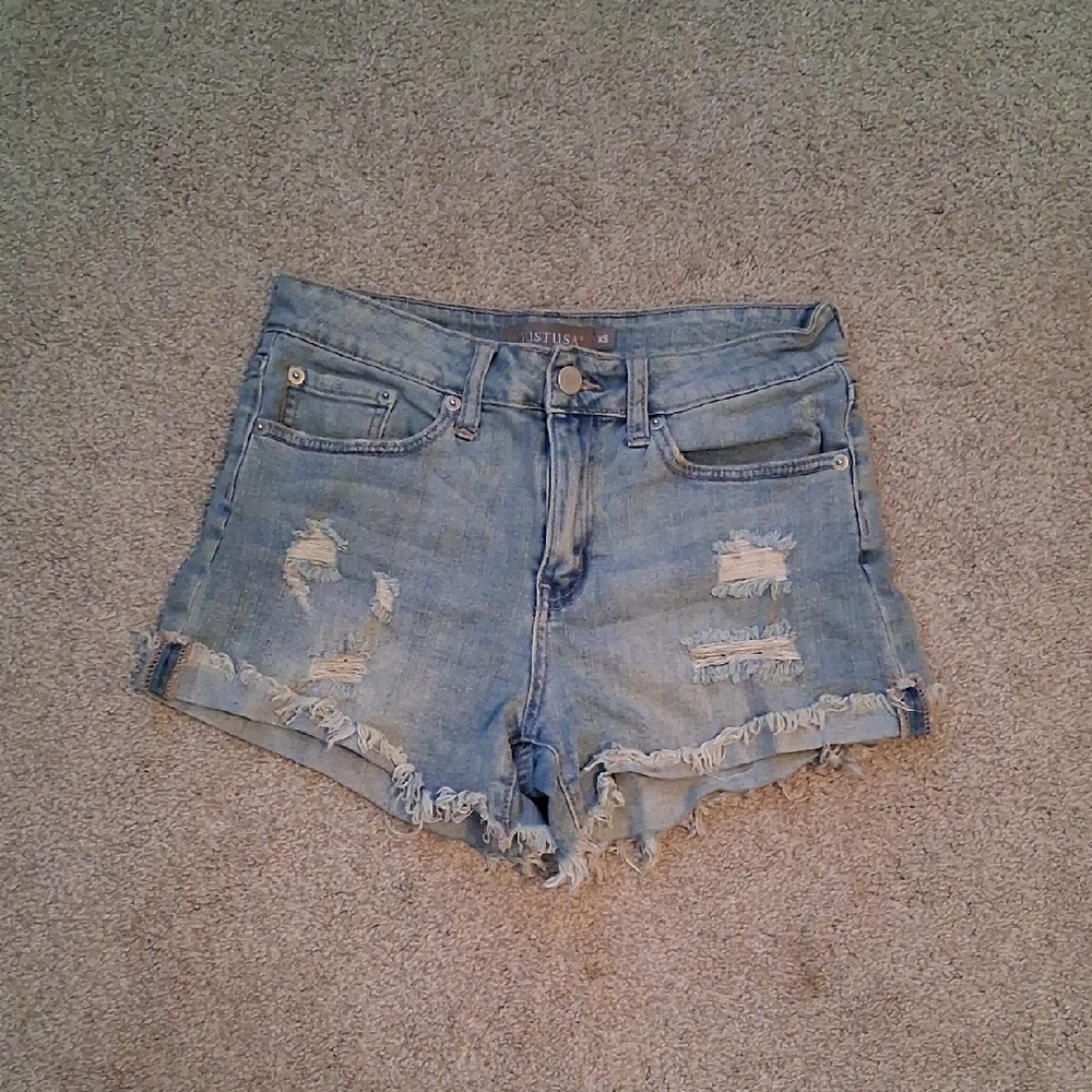 Just USA Light Blue Distressed Jean Shorts